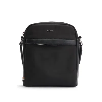 Hugo Boss Reporter Bag With Logo Lettering And Detachable Strap In Black
