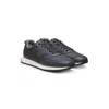 Hugo Boss Retro-inspired Trainers With Faux-leather Trims In Black