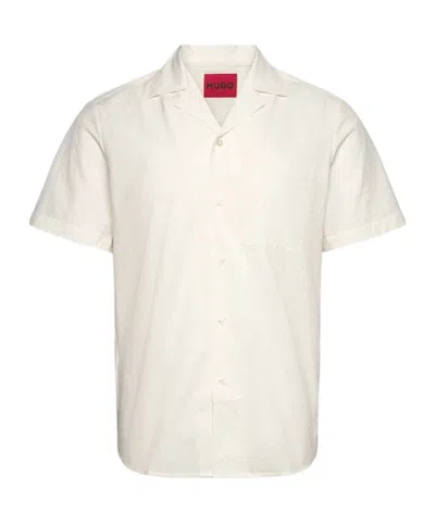 Hugo Boss Revere-collar Pocket Shirt In White