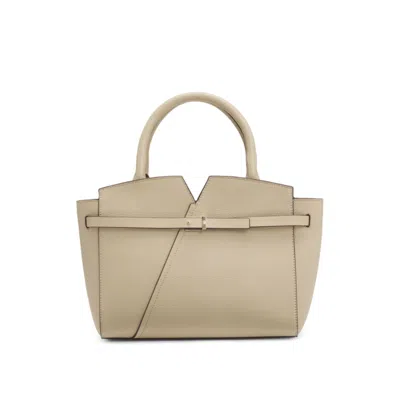 Hugo Boss Revers Small Leather Tote Bag With Belt Detail In Sand