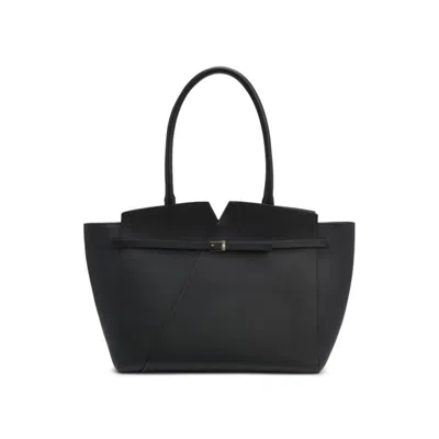 Hugo Boss Revers Tote Bag In Leather With Belt Detail In Black
