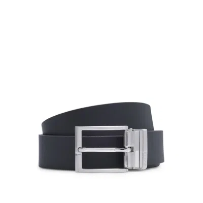 Hugo Boss Reversible Belt In Italian Leather In Black