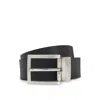 Hugo Boss Reversible Belt In Italian Leather With Polished Hardware In Black