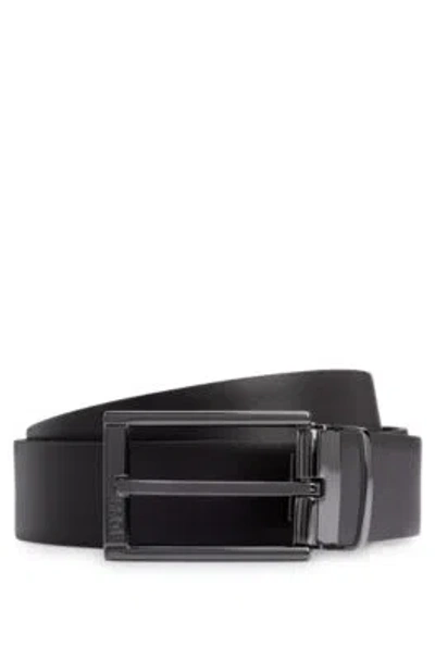 Hugo Boss Reversible Belt In Italian Leather In Black