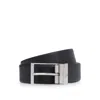 Hugo Boss Reversible Belt In Italian Leather With Polished Hardware In Black