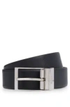 Hugo Boss Reversible Belt In Italian Leather With Polished Hardware In Black