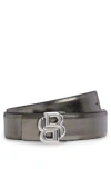 Hugo Boss Reversible Belt In Leather With Double B Monogram Buckle In Silver
