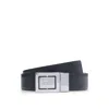 Hugo Boss Reversible Belt In Plain And Structured Leather In Black