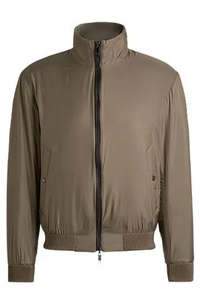 Hugo Boss Reversible Blouson Jacket With Water-repellent Finish In Light Green