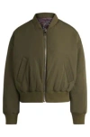 Hugo Boss Khaki Paneled Bomber Jacket In Dark Green