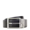 Hugo Boss Reversible Engraved Logo Leather Belt In Black