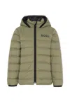 Hugo Boss Reversible Green Down Jacket For Boy With Logo In Green