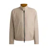 Hugo Boss Reversible Harrington Jacket In Virgin Wool And Silk In Beige