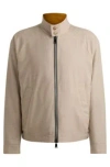Hugo Boss Reversible Harrington Jacket In Virgin Wool And Silk In Light Beige