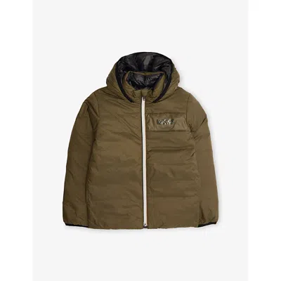 Hugo Boss Kids' Reversible Hooded Puffer Jacket 4-16 Years Olive Night