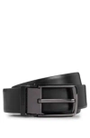 Hugo Boss Reversible Italian-leather Belt With Branded Keeper In Black