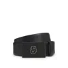 Hugo Boss Reversible Italian-leather Belt With Double B Monogram Buckle In Black