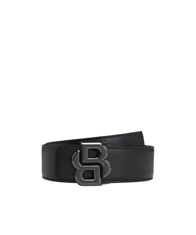 Hugo Boss Reversible Italian Leather Belt With Double B Monogram Buckle In Black