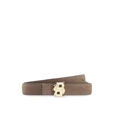 Hugo Boss Reversible Italian Leather Belt With Light Gold Hardware In Brown