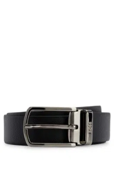 Hugo Boss Reversible Italian-leather Belt With Quick-release Buckle In Black