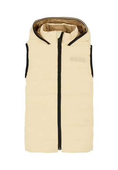 Hugo Boss Kids' Reversible Ivory Vest For Boy With Logo In Neutral