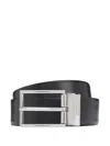 Hugo Boss Reversible Belt In Italian Leather With Polished Hardware In Black