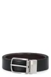 Hugo Boss Reversible Italian-leather Belt With Logo Keeper In Black