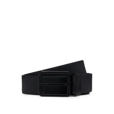 Hugo Boss Reversible Leather Belt With Black-varnished Roller Buckle