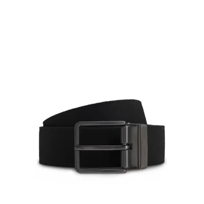 Hugo Boss Reversible Leather Belt With Monogram Buckle In Black