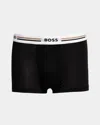 Hugo Boss Revive Mens 3-pack Soft-touch Stretch Trunks With Logo Waistbands In Black