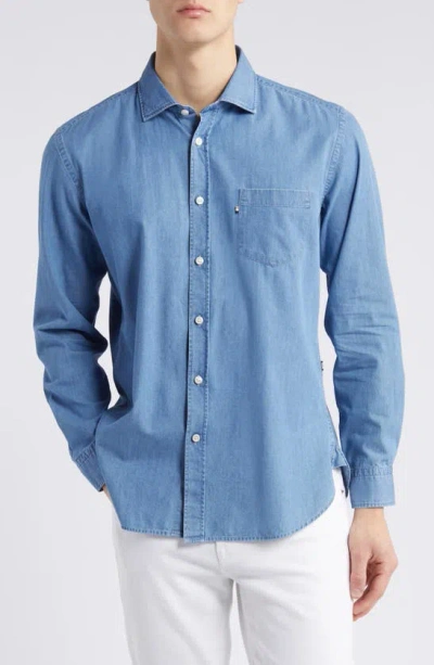 Hugo Boss Rey Denim Button-up Shirt In Dark Blue