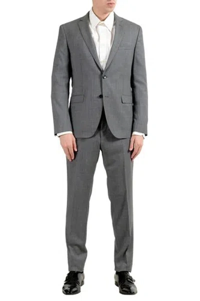 Pre-owned Hugo Boss "reyno4/wave2" Men's 100% Wool Extra Slim Gray Two Button Suit