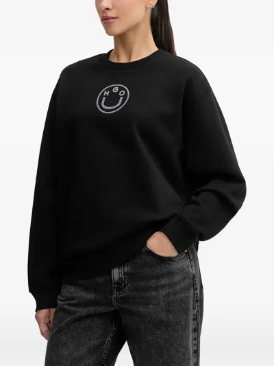 Hugo Boss Rhinestone-embellished Sweatshirt In Black