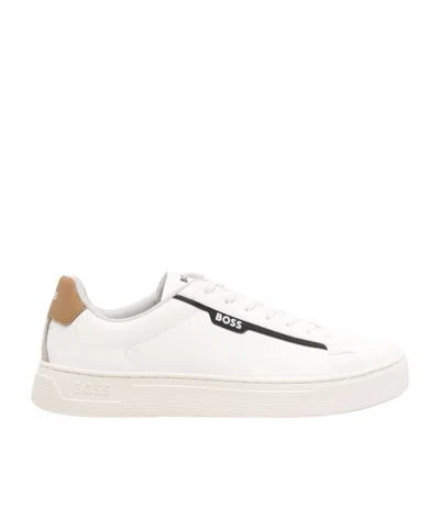 Hugo Boss Rhys Tenn Lace-up Leather Sneakers In White