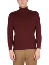 Hugo Boss Ribbed Turtleneck Sweater In Burgundy