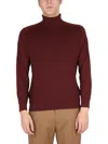 Hugo Boss Ribbed Turtleneck Sweater In Brown