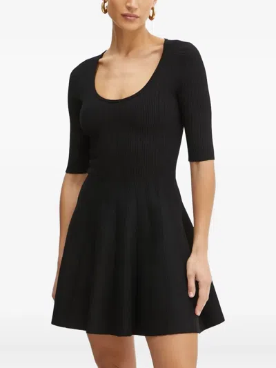 Hugo Boss Rib-knit Mini Dress In Black
