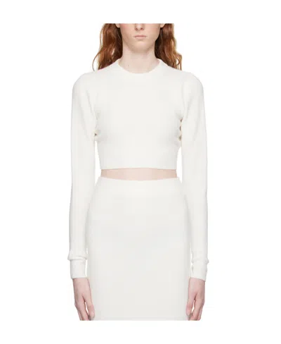 Hugo Boss Rib Round Neck Sweater In White