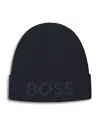 Hugo Boss Boss Nebbiolino Rib Hat Blue Cotton Man In Dark Blue