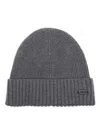 Hugo Boss Ribbed Beanie Hat In Grey