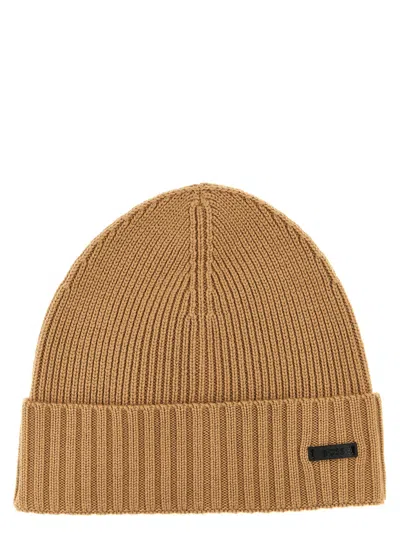 Hugo Boss Ribbed Cap In Brown