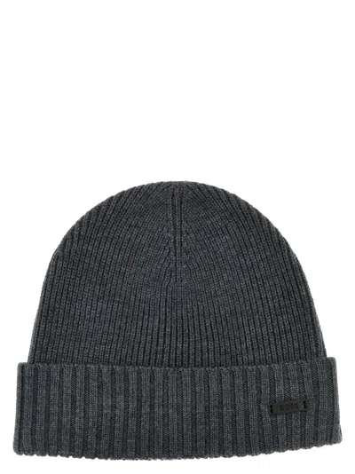 Hugo Boss Ribbed Cap In Gray