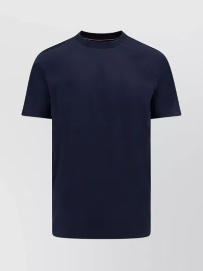 Hugo Boss Ribbed Crew-neck Cotton T-shirt In Blue