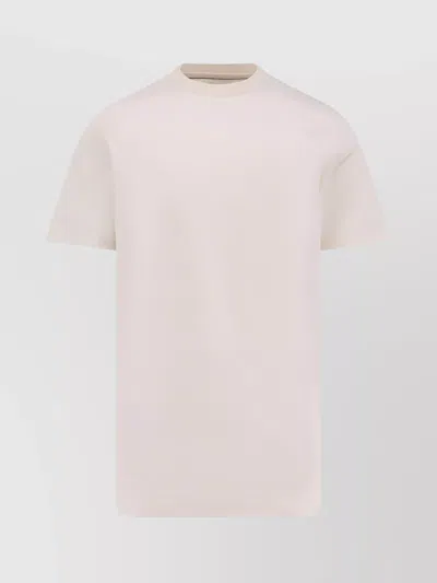 Hugo Boss Ribbed Crew-neck Cotton T-shirt With Side Slits In Neutral