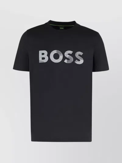 Hugo Boss Ribbed Crew-neck Short Sleeve T-shirt In Black