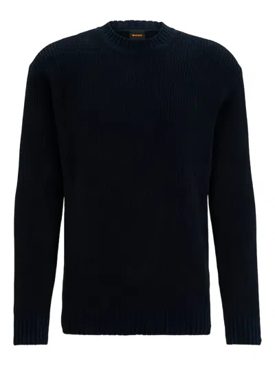 Hugo Boss Ribbed Crew-neck Sweater In Black