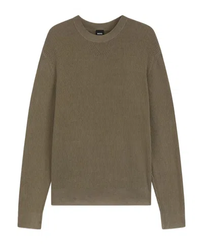 HUGO BOSS RIBBED CREW-NECK SWEATER