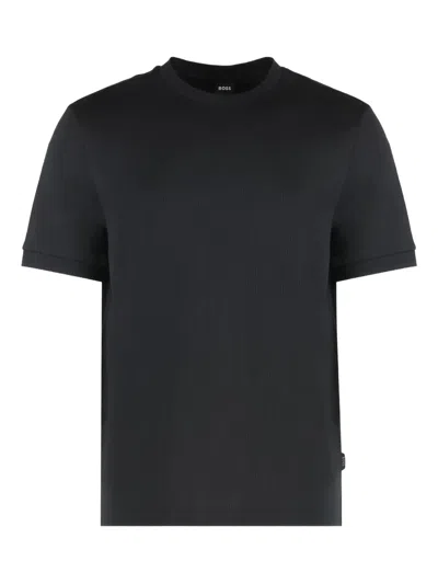 Hugo Boss Boss Cotton Blend Crew-neck T-shirt In Black