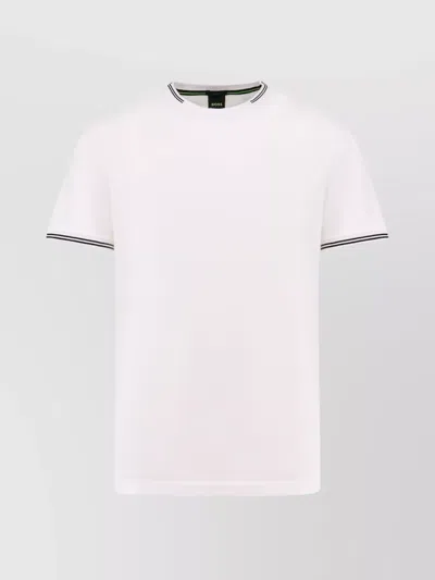 Hugo Boss Ribbed Crew-neck T-shirt Contrast Trim In Neutral