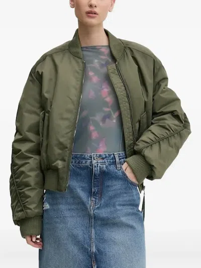 Hugo Boss Ribbed-cuff Jacket In Green